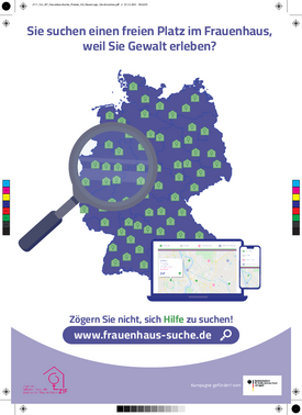 ZIF Frauenhaus-Suche Plakate A4 Druckermarken DE Hell ZIF Frauenhaus-Suche Plakate A4 Druckermarken DE Hell